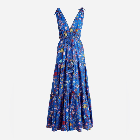 NWT Dauphinette X J.Crew tie-shoulder maxi cover-up dress in cornucopia floral - Picture 4 of 4
